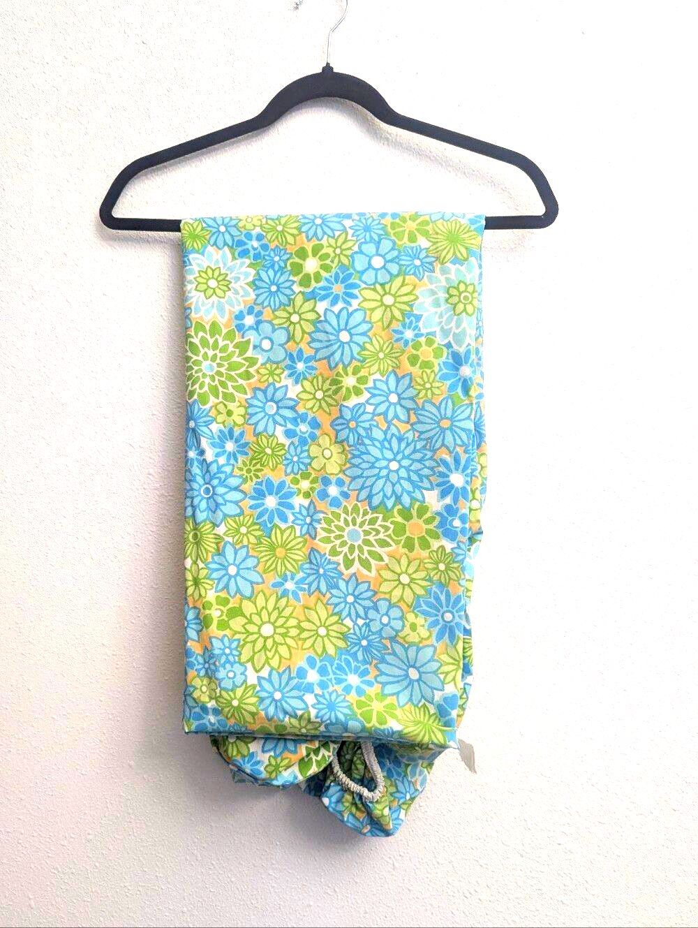 Vintage Floral Fitted Sheet | Twin | Blue Green Cottagecore Quilting